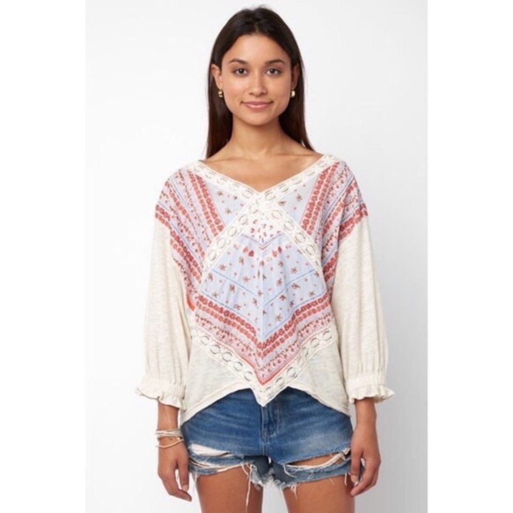 Free People Prairie Days Floral Blouse size XS